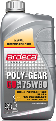 Трансмиссионное масло Ardeca Poly-Gear Go 75W80 / P40121-ARD001 (1л)