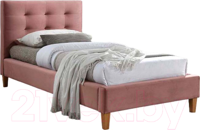 Односпальная кровать Signal Texas Velvet 90x200 (52 античный розовый/дуб)