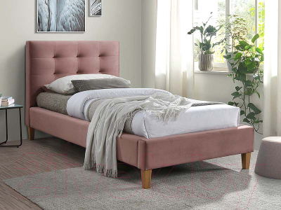 Односпальная кровать Signal Texas Velvet 90x200 (52 античный розовый/дуб)