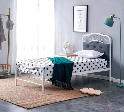 Односпальная кровать Halmar Fabrizia 90x200 (серый/белый)