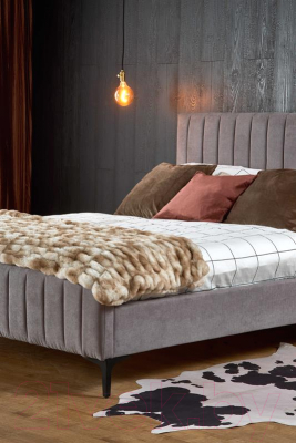 Двуспальная кровать Halmar Francesca 160x200 (светло-серый/черный)