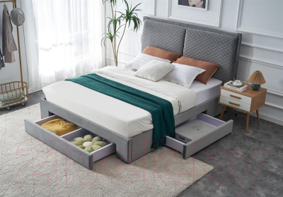 Двуспальная кровать Halmar Becky 160x200 (светло-серый)