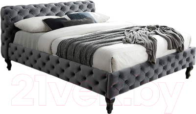 Двуспальная кровать Signal Herrera 160x200 Velvet (Bluvel 14 серый/венге)