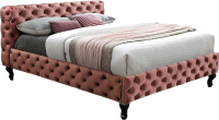 Двуспальная кровать Signal Herrera 160x200 Velvet (Bluvel 52 античный розовый/венге) - 