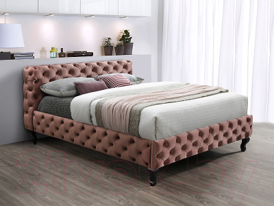 Двуспальная кровать Signal Herrera 160x200 Velvet (Bluvel 52 античный розовый/венге)