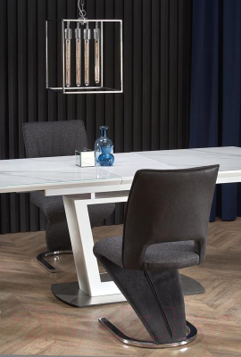 Обеденный стол Halmar Blanco 160-200x90x76 раскладной (белый мрамор/белый)