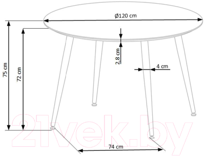 Обеденный стол Halmar Embos 120x75 (черный/золотой)