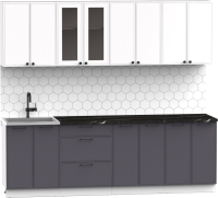Кухонный гарнитур Интермебель Лион-18 2.4м (белый софт/графит софт/тунис) - 