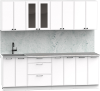 Кухонный гарнитур Интермебель Лион-18 2.4м (белый софт/лунный камень) - 
