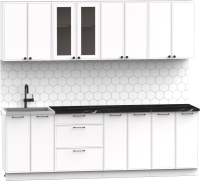 Готовая кухня Интермебель Лион-18 2.4м (белый софт/сесамо) - 