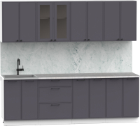 Кухонный гарнитур Интермебель Лион-18 2.4м (графит софт/мрамор лацио белый) - 
