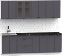 Кухонный гарнитур Интермебель Лион-18 2.4м (графит софт/тунис) - 