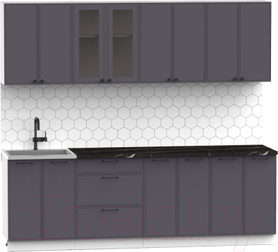 Кухонный гарнитур Интермебель Лион-18 2.4м (графит софт/тунис)