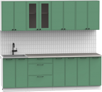 Готовая кухня Интермебель Лион-18 2.4м (мята софт/мрамор лацио белый) - 