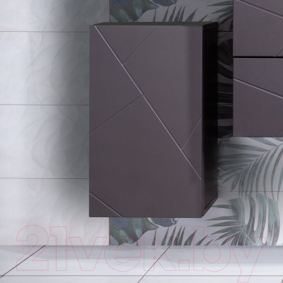 Шкаф-полупенал для ванной Бриклаер Кристалл 60 (ясень анкор темный/софт графит)