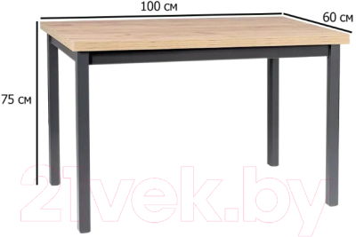 Обеденный стол Signal Adam 100x60x75 (дуб артизан/черный)