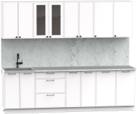 Кухонный гарнитур Интермебель Лион-19 2.6м (белый софт/мрамор лацио белый) - 