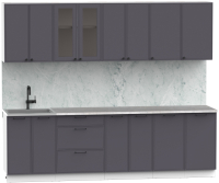 Кухонный гарнитур Интермебель Лион-19 2.6м (графит софт/мрамор лацио белый) - 