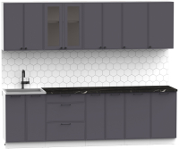 Готовая кухня Интермебель Лион-19 2.6м (графит софт/сесамо) - 