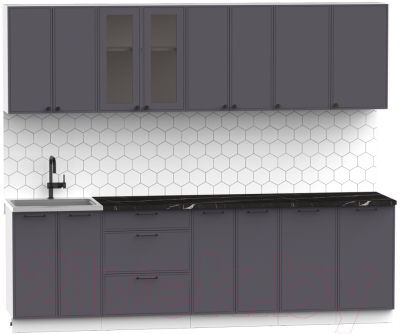Готовая кухня Интермебель Лион-19 2.6м (графит софт/сесамо)
