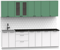 Кухонный гарнитур Интермебель Лион-19 2.6м (мята софт/белый софт/тунис) - 