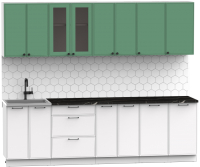 Кухонный гарнитур Интермебель Лион-19 2.6м (мята софт/белый софт/сесамо) - 