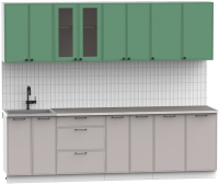 Кухонный гарнитур Интермебель Лион-19 2.6м (мята софт/луна софт/этна) - 
