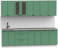 Кухонный гарнитур Интермебель Лион-19 2.6м (мята софт/мрамор лацио белый) - 