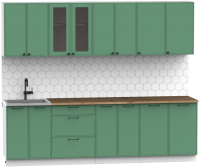 Кухонный гарнитур Интермебель Лион-19 2.6м (мята софт/дуб фигурный светлый) - 
