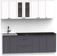 Кухонный гарнитур Интермебель Лион-17 2.2м (белый софт/графит софт/тунис) - 