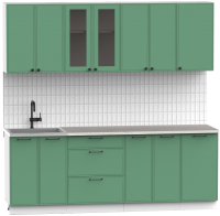 Кухонный гарнитур Интермебель Лион-17 2.2м (мята софт/мрамор лацио белый) - 