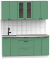 Кухонный гарнитур Интермебель Лион-14 1.8м (мята софт/мрамор лацио белый) - 
