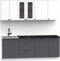 Кухонный гарнитур Интермебель Лион-16 2.1м (белый софт/графит софт/тунис) - 