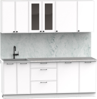 Кухонный гарнитур Интермебель Лион-16 2.1м (белый софт/лунный камень) - 