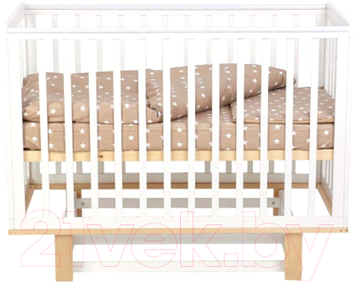 Детская кроватка Polini Kids Simple 340 с маятником / 0003147-17 (белый/натуральный)