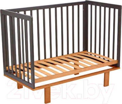 Детская кроватка Polini Kids Simple 340 / 0003107-167 (графит/дуб каменный)