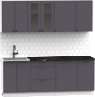 Кухонный гарнитур Интермебель Лион-16 2.1м (графит софт/сесамо) - 