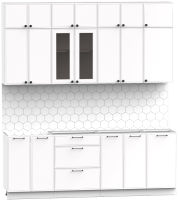 Кухонный гарнитур Интермебель Лион-7 2.2м без столешницы (белый софт) - 