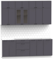 Кухонный гарнитур Интермебель Лион-7 2.2м без столешницы (графит софт) - 