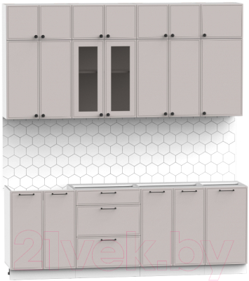 Кухонный гарнитур Интермебель Лион-7 2.2м без столешницы (луна софт)