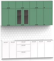 Кухонный гарнитур Интермебель Лион-7 2.2м без столешницы (мята софт/белый софт) - 