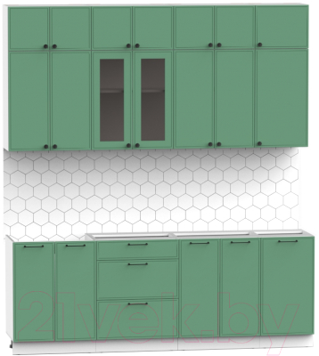 Кухонный гарнитур Интермебель Лион-7 2.2м без столешницы (мята софт)