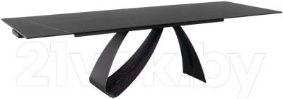 Обеденный стол Signal Diuna Ceramic 160-240x90x76 (черный мрамор сахар нуар/черный матовый)