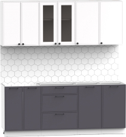 Кухонный гарнитур Интермебель Лион-15 2м без столешницы (белый софт/графит софт/тунис) - 
