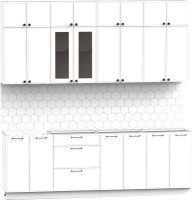 Кухонный гарнитур Интермебель Лион-8 2.4м без столешницы (белый софт) - 