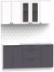 Кухонный гарнитур Интермебель Лион-12 1.6м без столешницы (белый софт/графит софт) - 