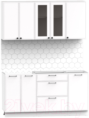Кухонный гарнитур Интермебель Лион-12 1.6м без столешницы (белый софт)