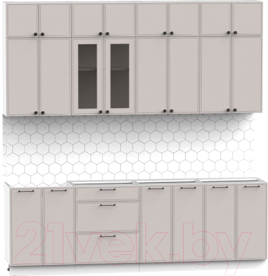 Кухонный гарнитур Интермебель Лион-8 2.4м без столешницы (луна софт)