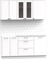 Кухонный гарнитур Интермебель Лион-13 1.7м без столешницы (белый софт) - 