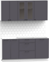 Кухонный гарнитур Интермебель Лион-13 1.7м без столешницы (графит софт) - 
